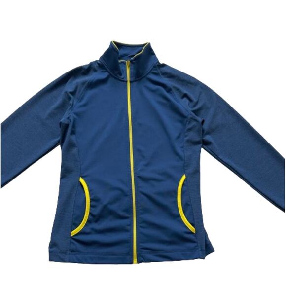 Slazenger Blue Yellow Trim Zip Front Pockets Golf Active Workout Jacket Size XS - Picture 8 of 13
